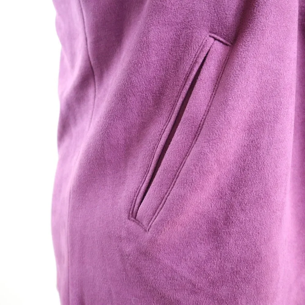 BlankNYC Size S Draped Front Moto Jacket Faux Suede Cabernet - Picture 9 of 12
